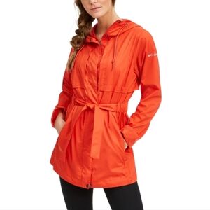 Columbia Pardon My Trench Water Resistant Rain Jacket Bold Orange